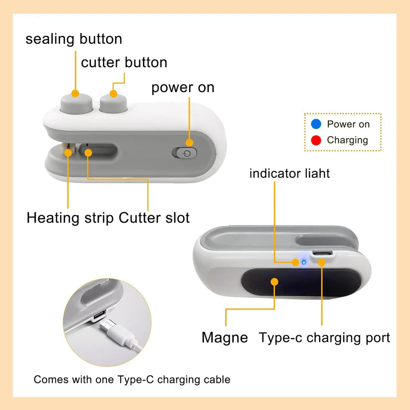 Portable Mini Sealing Machine with Cutter