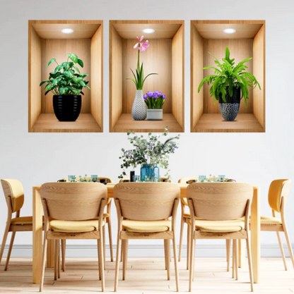 3D Plant Potted Wall Decor Stickers