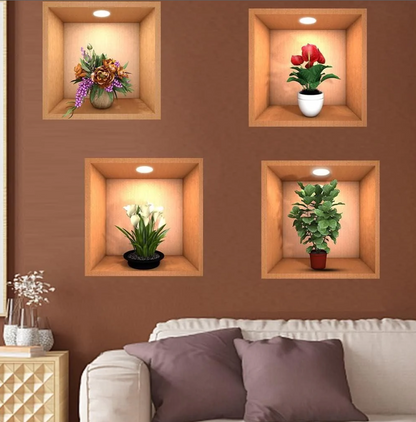 3D Plant Potted Wall Decor Stickers