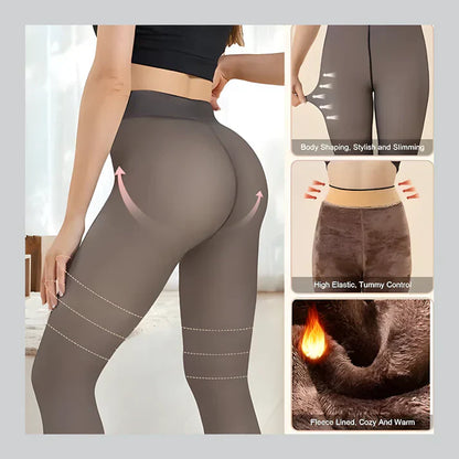 Thermal Fleece Lined High Waisted Translucent Leggings