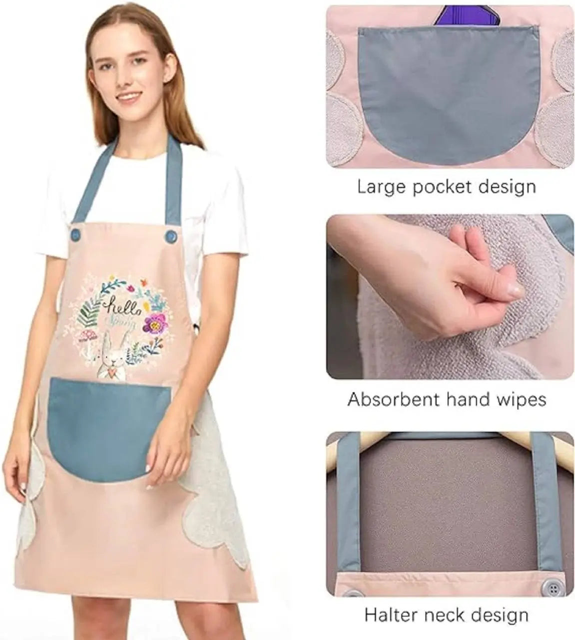 Kitchen Apron  with Big Front Pocket Hand-Wiping