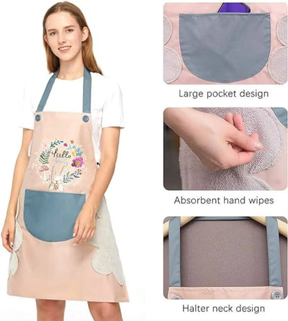 Kitchen Apron  with Big Front Pocket Hand-Wiping