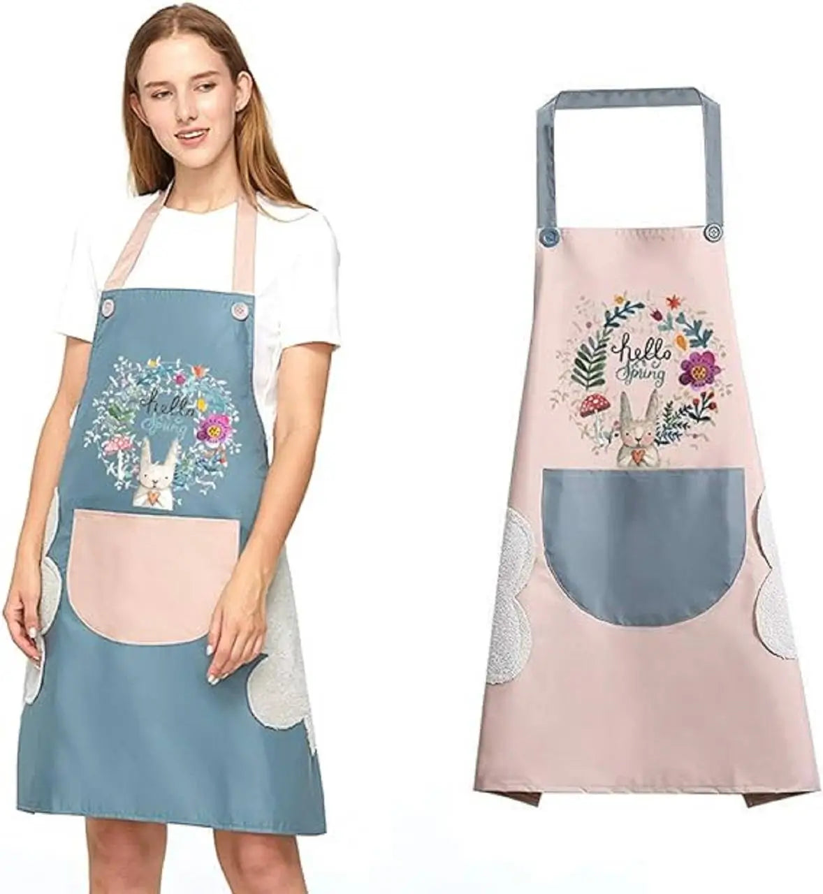 Kitchen Apron  with Big Front Pocket Hand-Wiping