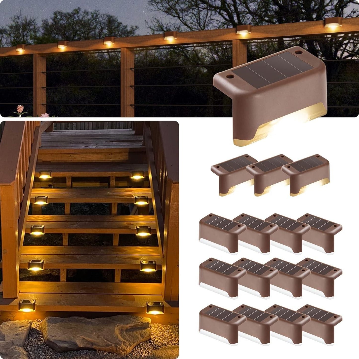 Solar Powered Deck Lights for Stairs & Garden