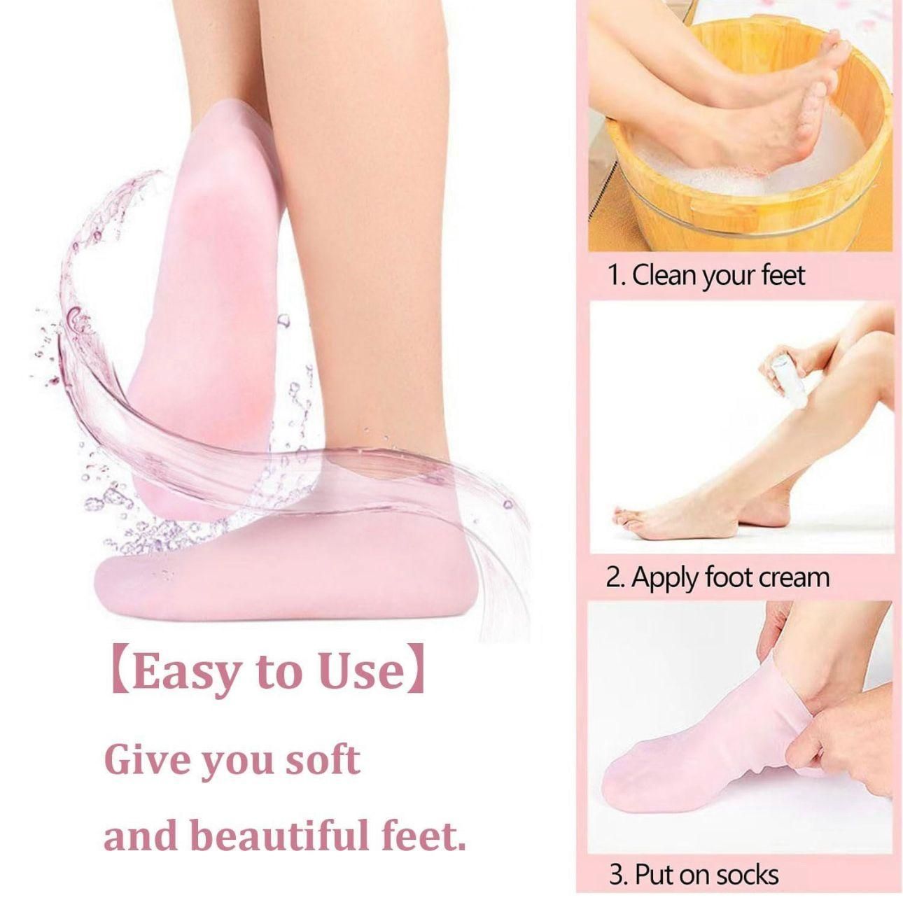 Silicone Gel Heel Socks For Dry Cracked Feet