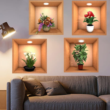 3D Plant Potted Wall Decor Stickers