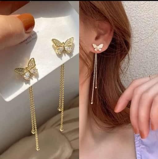 New Trendy Long Tassel Butterfly Drop Earrings