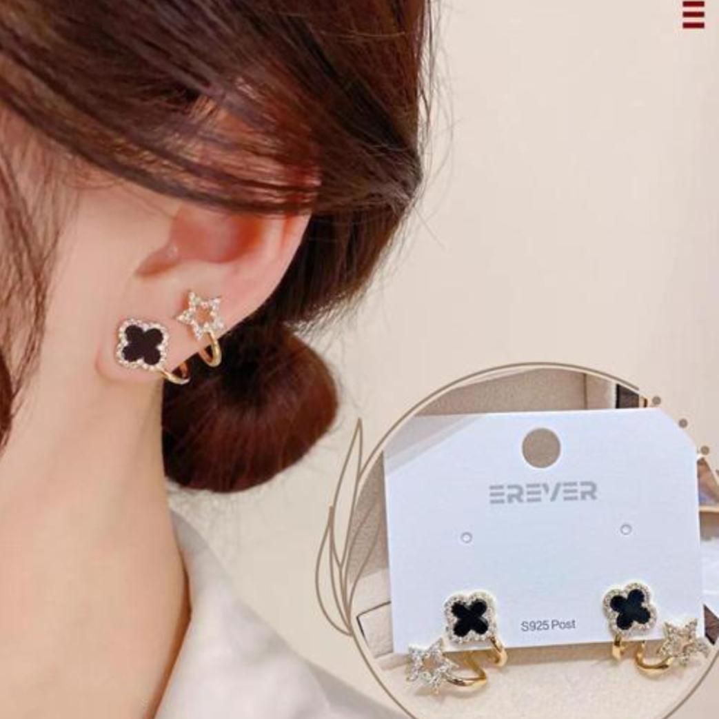 Korean Fashion Vibrato live four leaf Clover Earrings