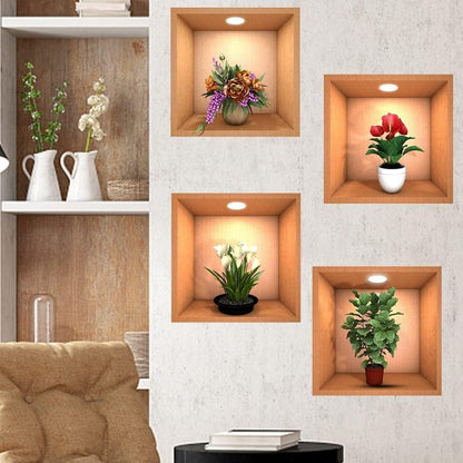 3D Plant Potted Wall Decor Stickers